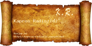 Kapros Radiszló névjegykártya